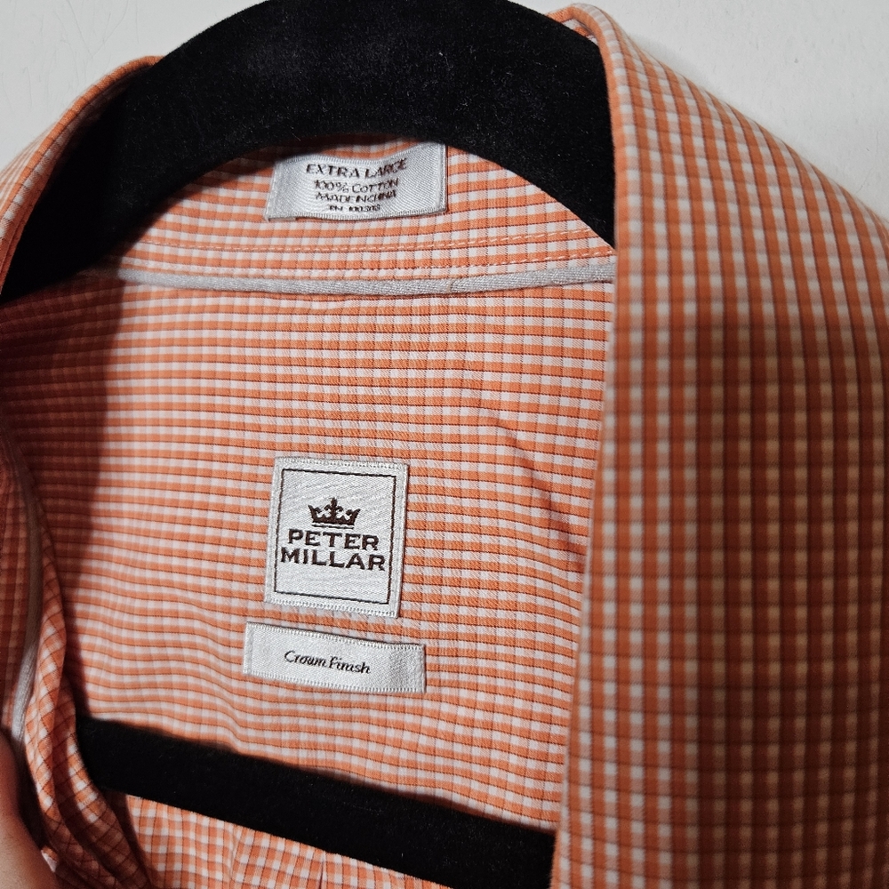 Peter Millar Crown Finish Orange Mens XL Business Casual Longsleeve Button Down - Picture 2 of 3